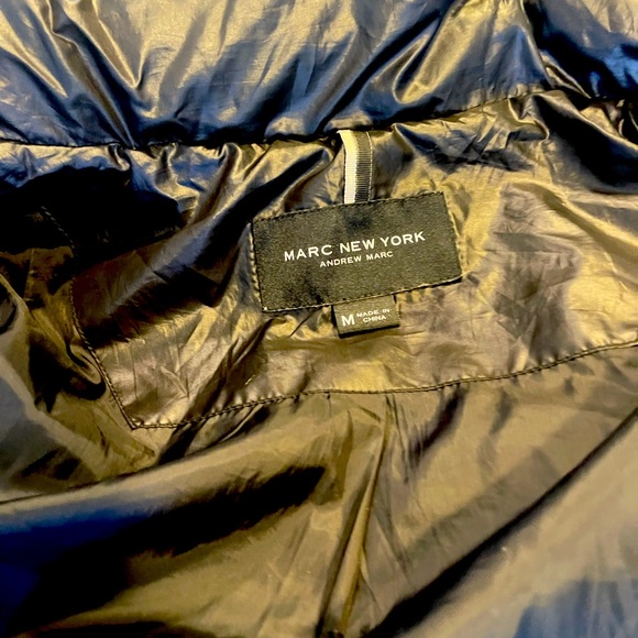 Marc New York by Andrew Marc Women's BLACK belted, down, faux-fur hooded coat! - Picture 2 of 5